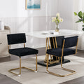 Modern Dining Chairs With Corduroy Fabric,Gold Metal Base, Accent Armless Kitchen Chairs With Channel Tufting, Side Chairs, Set Of 2, Black Black Foam Corduroy