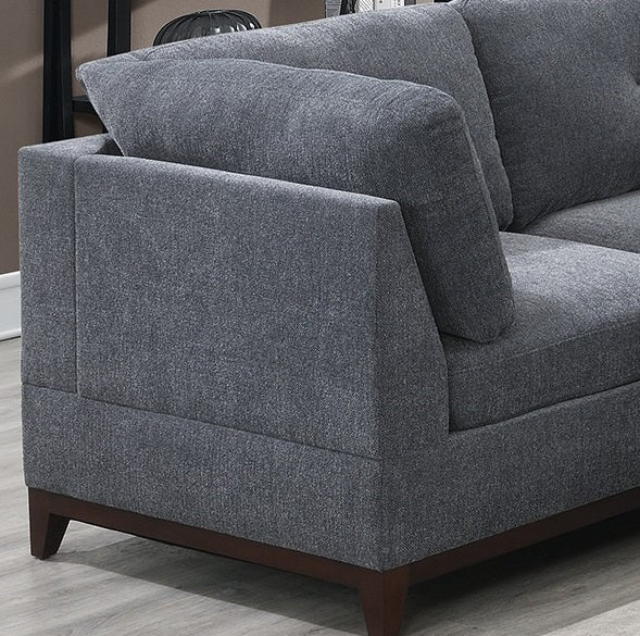 Ash Grey Chenille Fabric Modular Sectional 9Pc Set Living Room Furniture Corner Sectional Couch 3X Corner Wedge 4X Armless Chairs And 2X Ottomans Tufted Back. Gun Ash Chenille Wood Primary Living Space Cushion Back Contemporary,Modern Modular Chenille 9