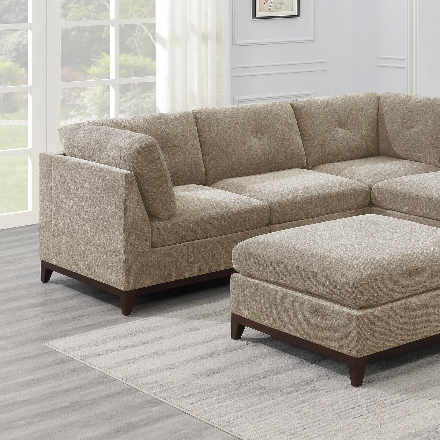 Camel Chenille Fabric Modular Sectional 6pc Set Living camel-chenille-wood-primary living space-cushion