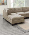 Camel Chenille Fabric Modular Sectional 6pc Set Living camel-chenille-wood-primary living space-cushion