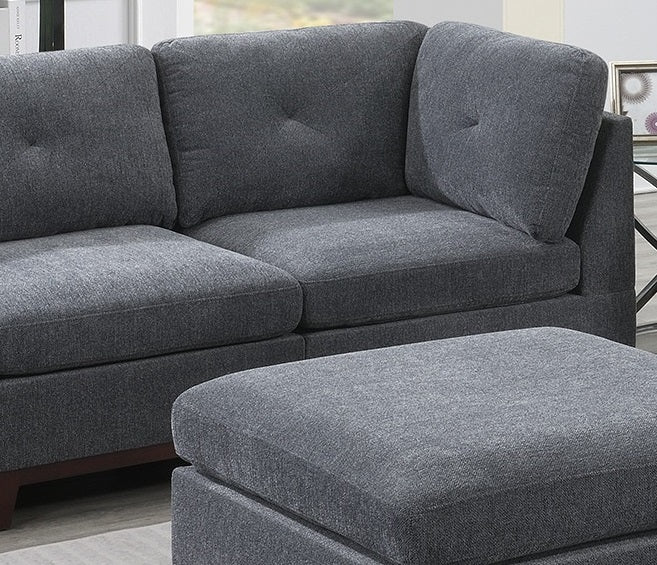 Ash Grey Chenille Fabric Modular Sofa Set 6pc Set gun ash-chenille-wood-primary living