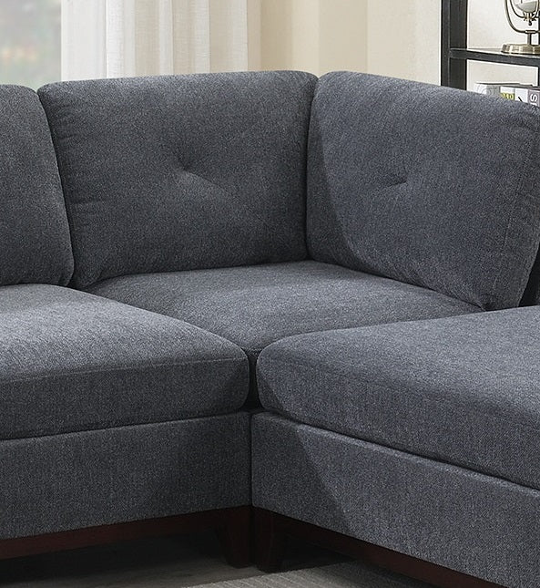 Ash Grey Chenille Fabric Modular Sectional 6Pc Set Living Room Furniture U Sectional Couch 2X Corner Wedge 2X Armless Chairs And 2X Ottomans Tufted Back. Gun Ash Chenille Wood Primary Living Space Cushion Back Contemporary,Modern Modular Chenille 6 Seat