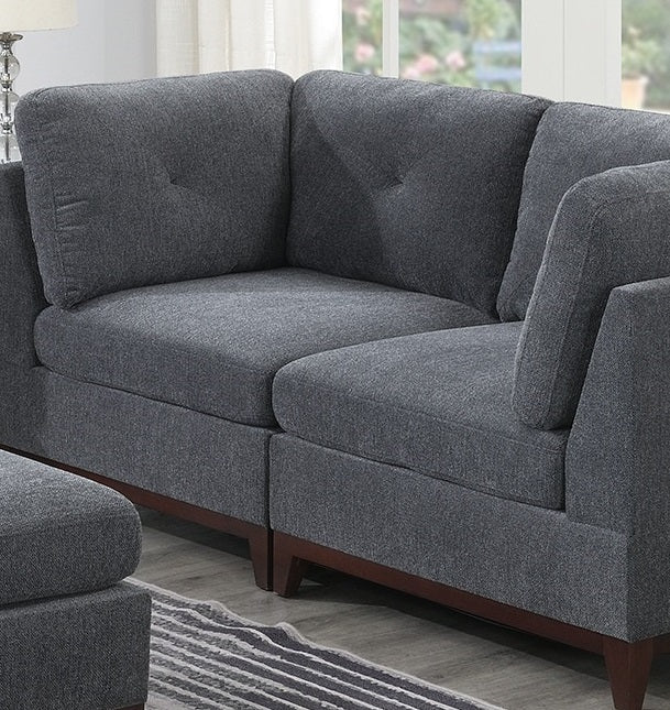 Ash Grey Chenille Fabric Modular Sofa Set 6pc Set gun ash-chenille-wood-primary living