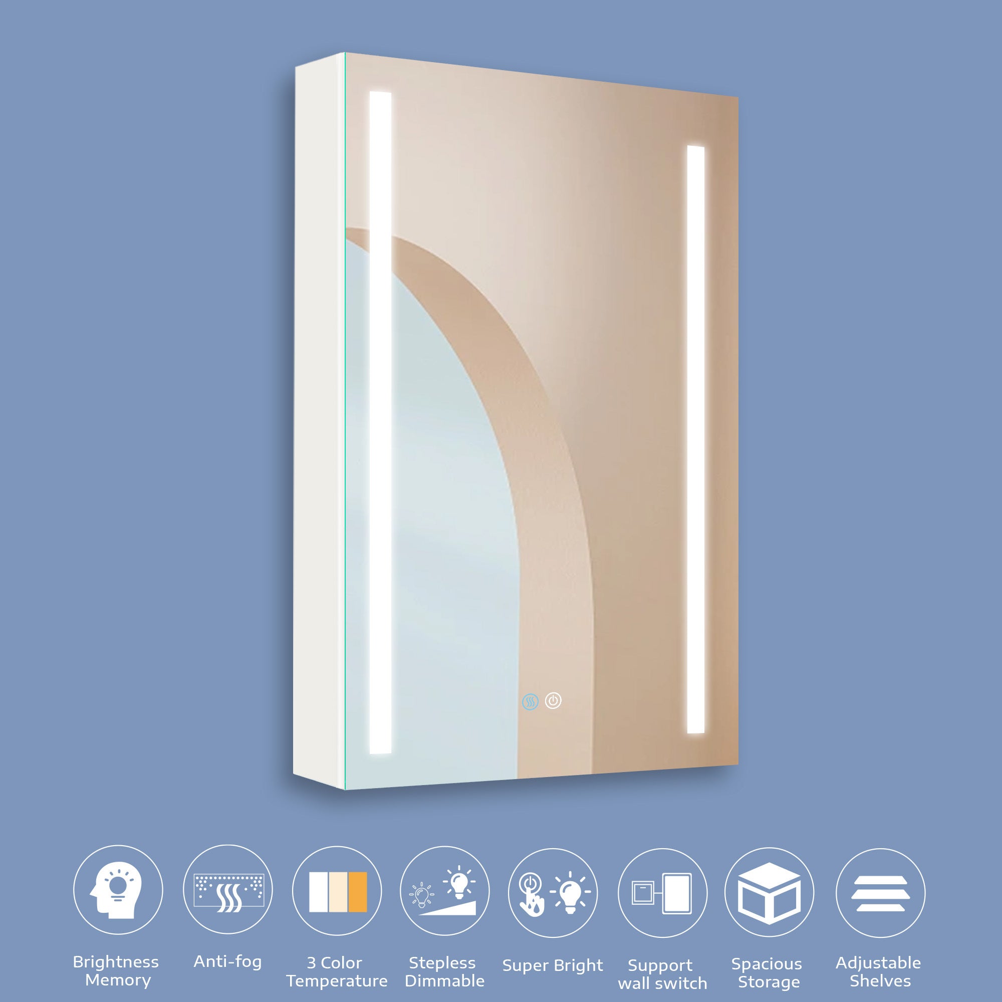 30x20 inch LED Bathroom Medicine Cabinet Surface white-modern-aluminium