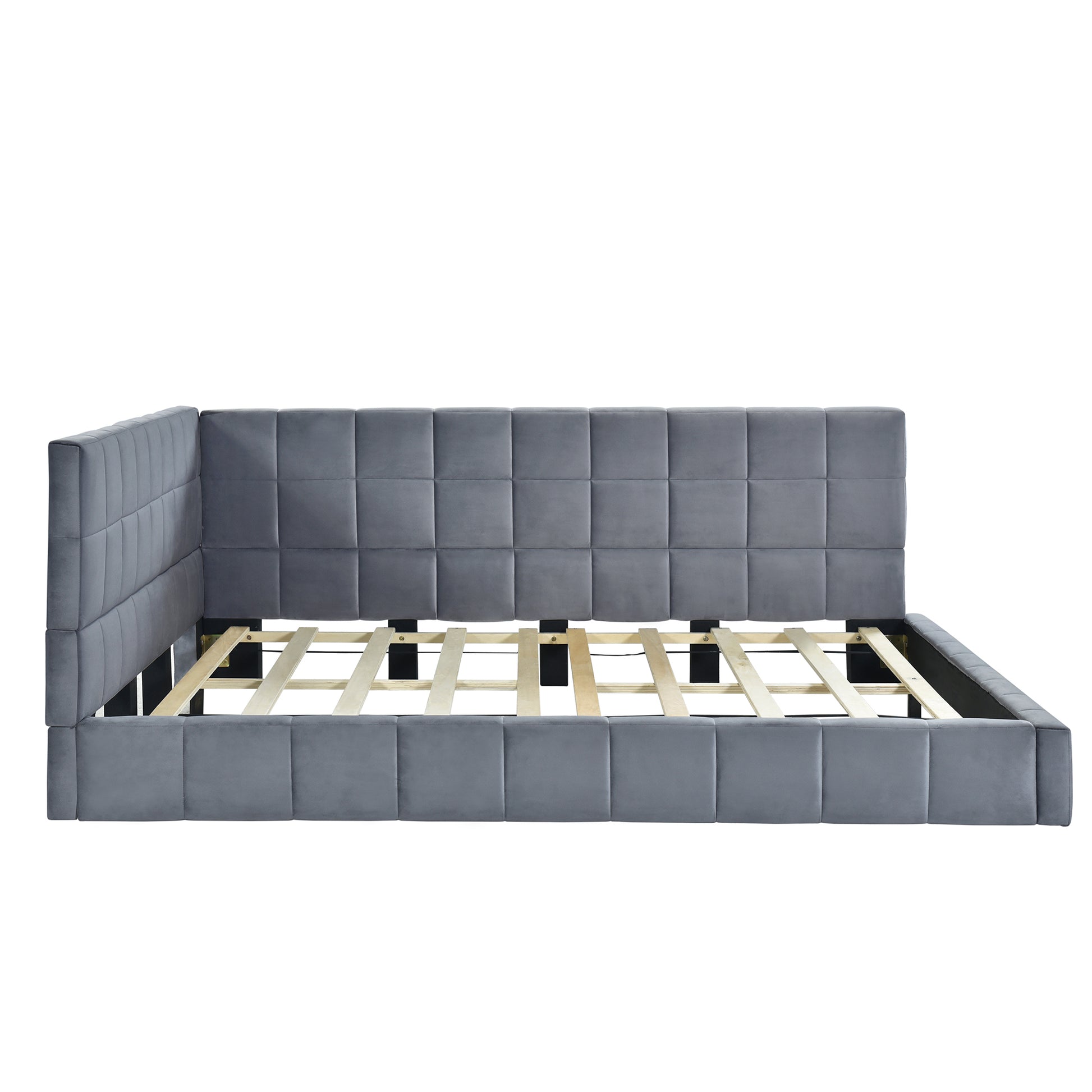 Full Size Upholstered Daybed Sofa Bed Frame Gray, Velvet Full Gray Upholstered