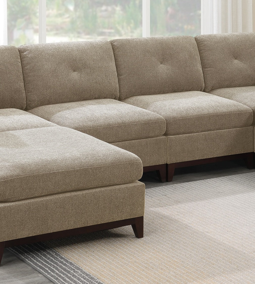 Camel Chenille Fabric Modular Sectional 6pc Set Living camel-chenille-wood-primary living space-cushion