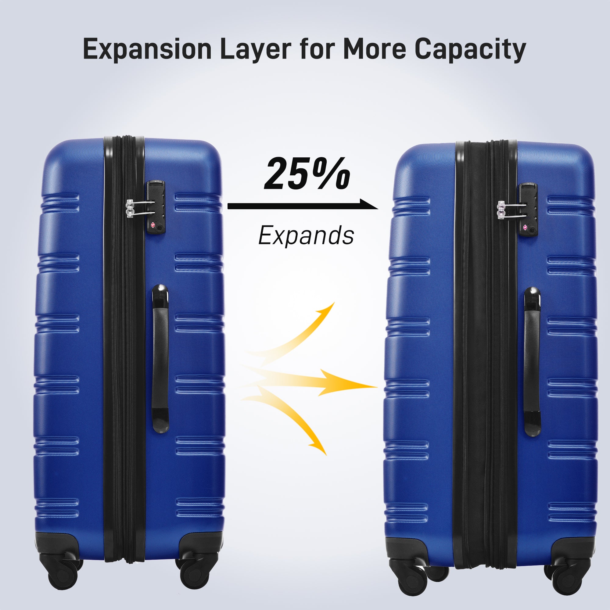 Luggage Sets of 2 Piece Carry on Suitcase Airline dark blue-abs
