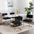 Modern Dining Chairs With Corduroy Fabric,Gold Metal Base, Accent Armless Kitchen Chairs With Channel Tufting, Side Chairs, Set Of 2, Black Black Foam Corduroy