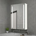 30X20 Inch Led Bathroom Medicine Cabinet Surface Mounted Cabinets With Lighted Mirror White Left Open White Modern Aluminium