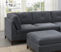 Ash Grey Chenille Fabric Modular Sectional 6Pc Set Living Room Furniture Corner L Sectional Couch 2X Corner Wedge 2X Armless Chairs And 2X Ottomans Tufted Back Gun Ash Chenille Wood Primary Living Space Cushion Back Contemporary,Modern Modular Chenille 6