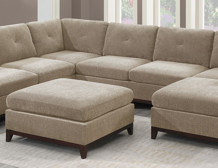 Camel Chenille Fabric Modular Sectional 9Pc Set Living Room Furniture Corner Sectional Couch 3X Corner Wedge 4X Armless Chairs And 2X Ottomans Tufted Back Exposed Wooden Base Camel Chenille Wood Primary Living Space Cushion Back Contemporary,Modern