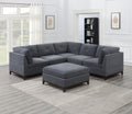 Ash Grey Chenille Fabric Modular Sectional 6pc Set gun ash-chenille-wood-primary living