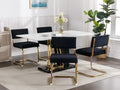 Modern Dining Chairs With Corduroy Fabric,Gold Metal Base, Accent Armless Kitchen Chairs With Channel Tufting, Side Chairs, Set Of 2, Black Black Foam Corduroy