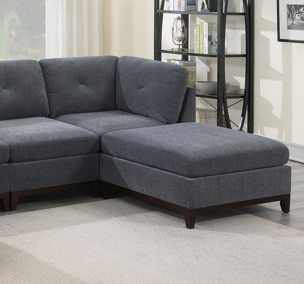 Ash Grey Chenille Fabric Modular Sectional 6pc Set gun ash-chenille-wood-primary living