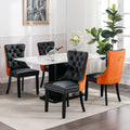 Nikki Collection Modern, High End Tufted Solid Wood Contemporary Pu And Velvet Upholstered Dining Chair With Wood Legs Trim 2 Pcs Set Black Orange, Sw2101Bo Black Pu Foam Pu Leather