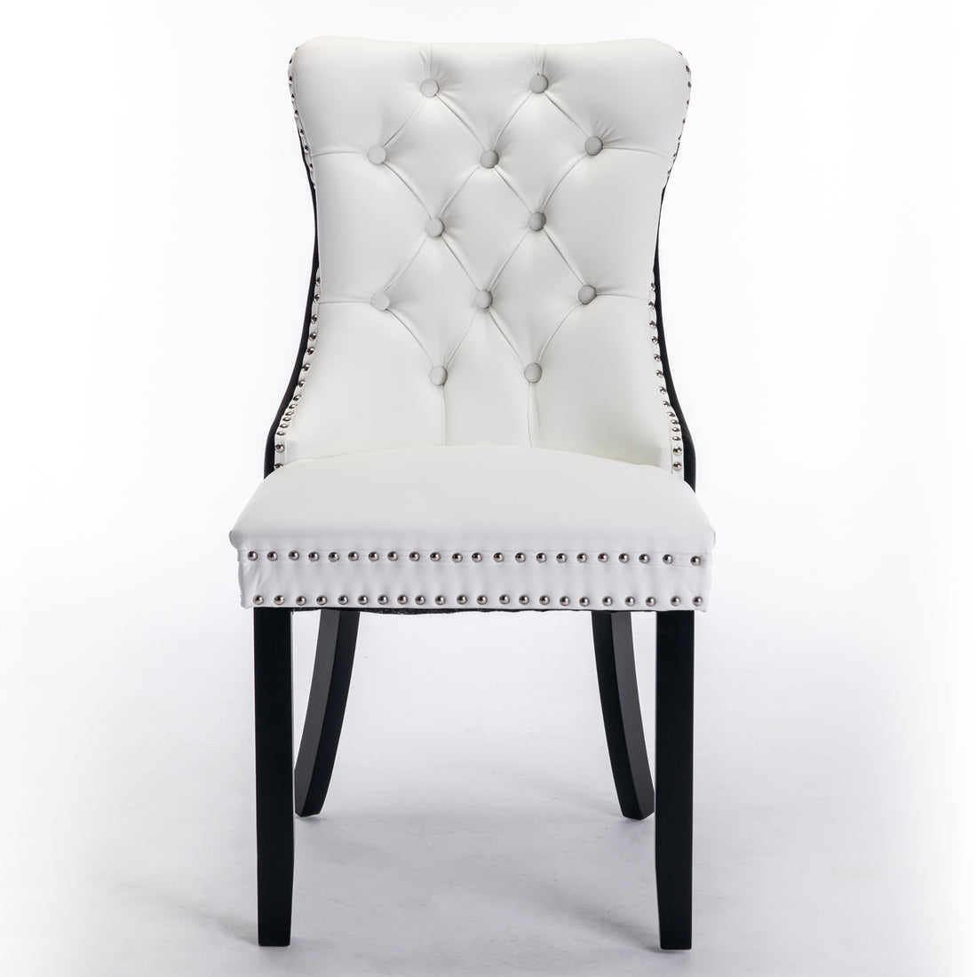 Nikki Collection Modern, High End Tufted Solid Wood Contemporary Pu And Velvet Upholstered Dining Chair With Wood Legs Trim 2 Pcs Set White Black, Sw2101Wb White Black Foam Pu Leather