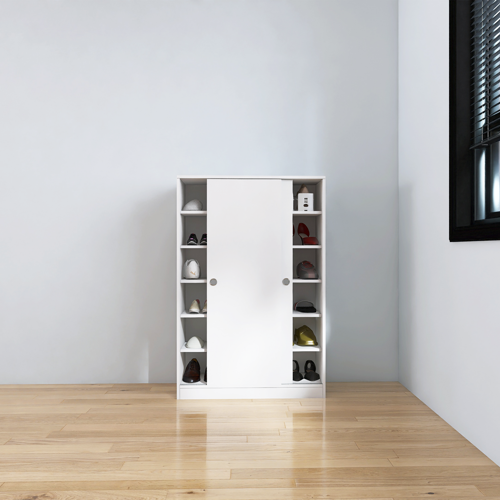 Marble White Shoe Cabient With Sliding Door Have