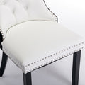 Nikki Collection Modern, High End Tufted Solid Wood Contemporary Pu And Velvet Upholstered Dining Chair With Wood Legs Trim 2 Pcs Set White Black, Sw2101Wb White Black Foam Pu Leather