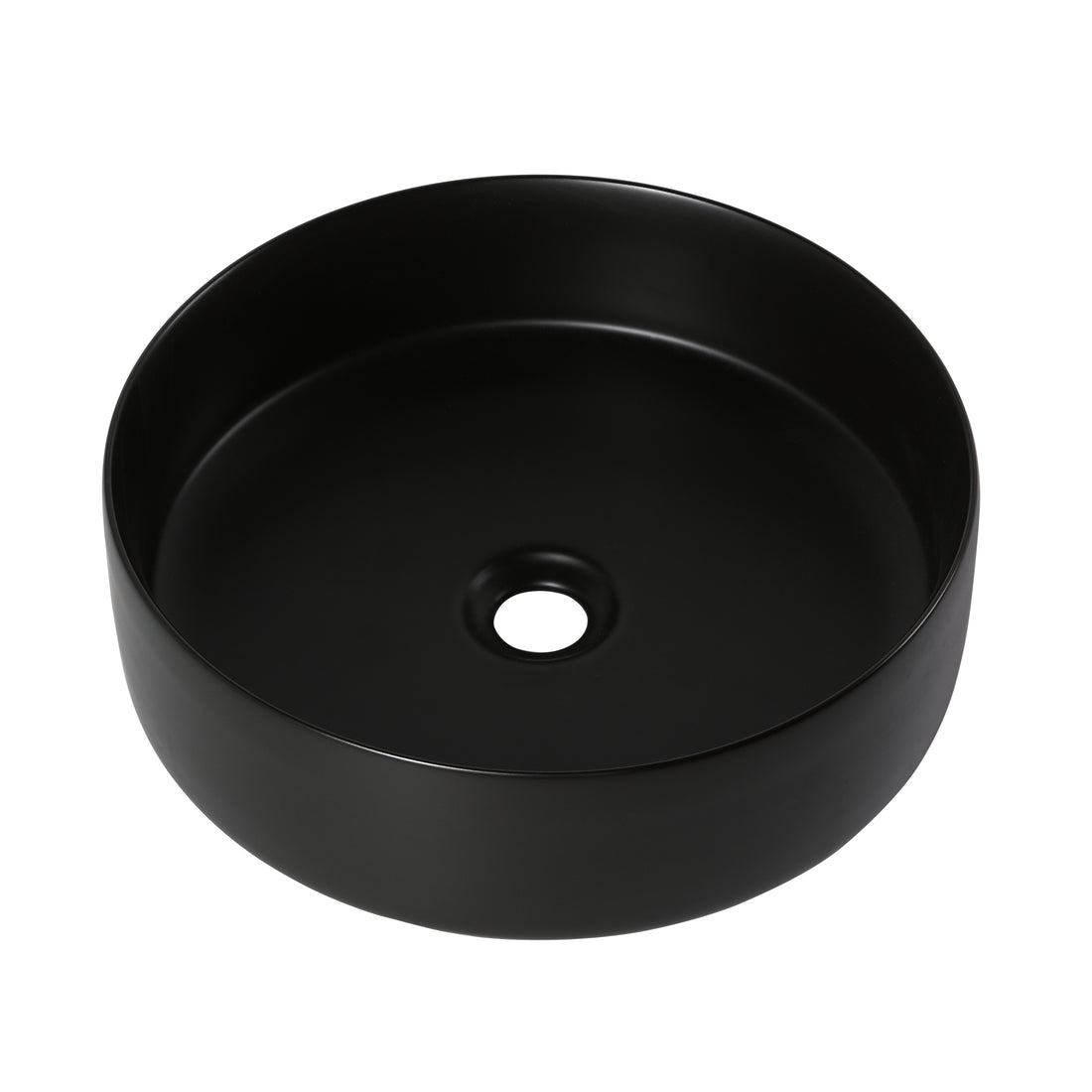 Ceramic Circular Vessel Bathroom Sink Art Sink Matte Black Ceramic