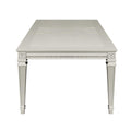 Silver Finish 5Pc Dining Set Table W Leaf And 4X Side Chairs Modern Glam Style Crystal Tufted Chairs Upholstered Seat Wooden Dining Room Furniture Silver Seats 4 Dining Room Extendable Glam,Modern Rectangular Dining Table With Chair Wood