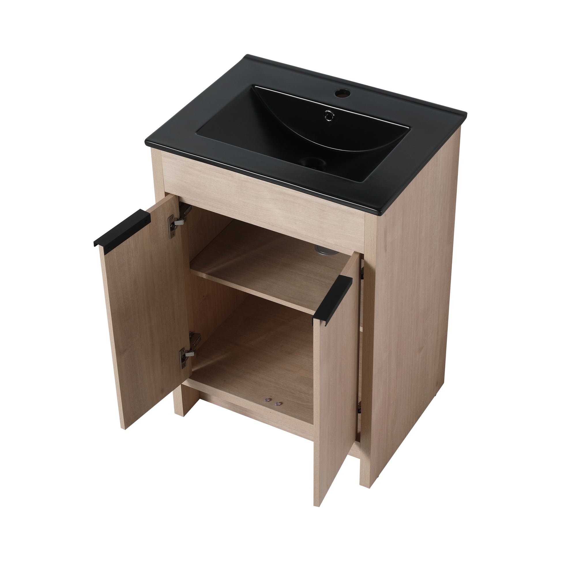 24 Inch Freestanding Bathroom Vanity with Black plain light