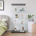 Two Door Glass Display Cabinet 4 Shelves With Door, Floor Standing Curio Bookshelf For Living Room Bedroom Office, 64.7