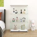 Two Door Glass Display Cabinet 3 Shelves With Door, Floor Standing Curio Bookshelf For Living Room Bedroom Office, 49.3