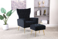 Modern Accent Chair With Ottoman, Comfy Armchair For Living Room, Bedroom, Apartment, Office Black Black Foam Velvet