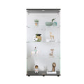 Two Door Glass Display Cabinet 4 Shelves With Door, Floor Standing Curio Bookshelf For Living Room Bedroom Office, 64.7