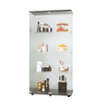 Two Door Glass Display Cabinet 4 Shelves With Door, Floor Standing Curio Bookshelf For Living Room Bedroom Office, 64.7