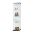 Glass Display Cabinet 4 Shelves With Door, Floor Standing Curio Bookshelf For Living Room Bedroom Office, 64.7