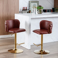 Swivel Barstools Adjusatble Seat Height, Modern Pu Upholstered Bar Stools With The Whole Back Tufted, For Home Pub And Kitchen Island Wine Red, Burdy, Set Of 2 Burgundy Foam Pu Leather