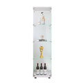 Glass Display Cabinet 4 Shelves With Door, Floor Standing Curio Bookshelf For Living Room Bedroom Office, 64.7