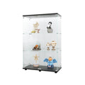 Two Door Glass Display Cabinet 3 Shelves With Door, Floor Standing Curio Bookshelf For Living Room Bedroom Office, 49.3