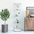 Glass Display Cabinet 4 Shelves With Door, Floor Standing Curio Bookshelf For Living Room Bedroom Office, 64.7