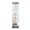 Glass Display Cabinet 4 Shelves With Door, Floor Standing Curio Bookshelf For Living Room Bedroom Office, 64.7