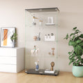 Two Door Glass Display Cabinet 4 Shelves With Door, Floor Standing Curio Bookshelf For Living Room Bedroom Office, 64.7