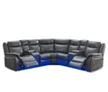 Le152 Power Reclining Sectional Gray W Led Strip Gray Technical Leather