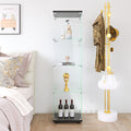 Glass Display Cabinet 4 Shelves With Door, Floor Standing Curio Bookshelf For Living Room Bedroom Office, 64.7