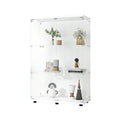 Two Door Glass Display Cabinet 3 Shelves With Door, Floor Standing Curio Bookshelf For Living Room Bedroom Office, 49.3