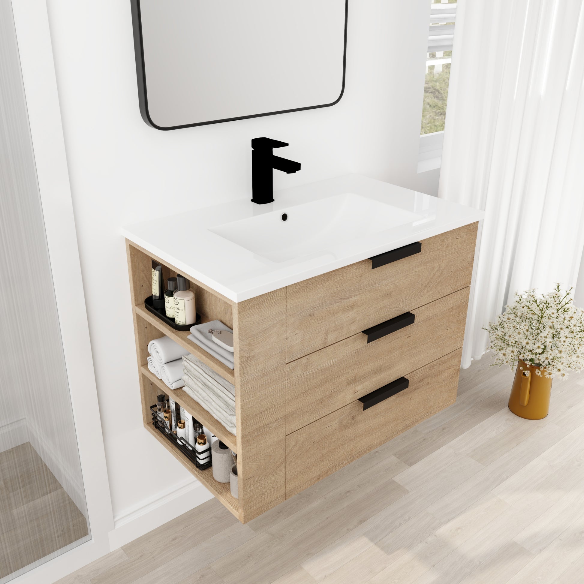 30 Inch Bathroom Vanity With Top G BVB01430LIMO 3-imitative oak-plywood