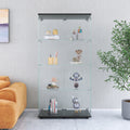 Two Door Glass Display Cabinet 4 Shelves With Door, Floor Standing Curio Bookshelf For Living Room Bedroom Office, 64.7