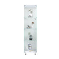 Glass Display Cabinet 4 Shelves With Door, Floor Standing Curio Bookshelf For Living Room Bedroom Office, 64.7