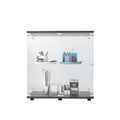 Two Door Glass Display Cabinet 2 Shelves With Door, Floor Standing Curio Bookshelf For Living Room Bedroom Office, 33.35