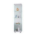 Glass Display Cabinet 4 Shelves With Door, Floor Standing Curio Bookshelf For Living Room Bedroom Office, 64.7