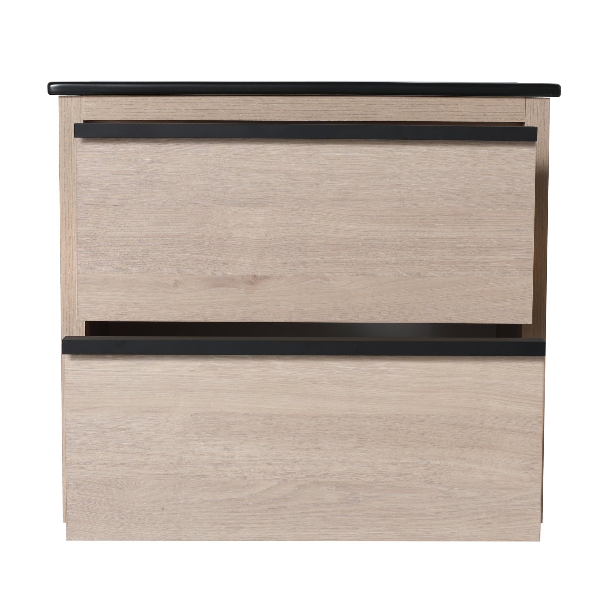 24" Bathroom Vanity, With Black Ceramic Sink And 2 2-plain light oak-bathroom-wall