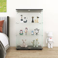 Two Door Glass Display Cabinet 3 Shelves With Door, Floor Standing Curio Bookshelf For Living Room Bedroom Office, 49.3