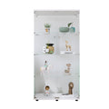 Two Door Glass Display Cabinet 4 Shelves With Door, Floor Standing Curio Bookshelf For Living Room Bedroom Office, 64.7