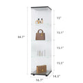 Glass Display Cabinet 4 Shelves With Door, Floor Standing Curio Bookshelf For Living Room Bedroom Office, 64.7