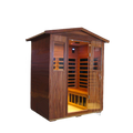 Four Person Khaya Far Infrared Outdoor Sauna Room Natural Wood Wood Stainless Steel Glass